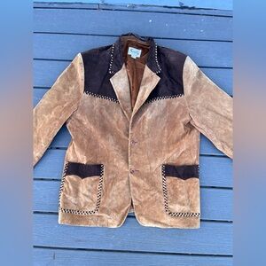 Vintage Scully Western Suede Blazer Jacket Two-Tone Brown Leather Cowboy Coat 52